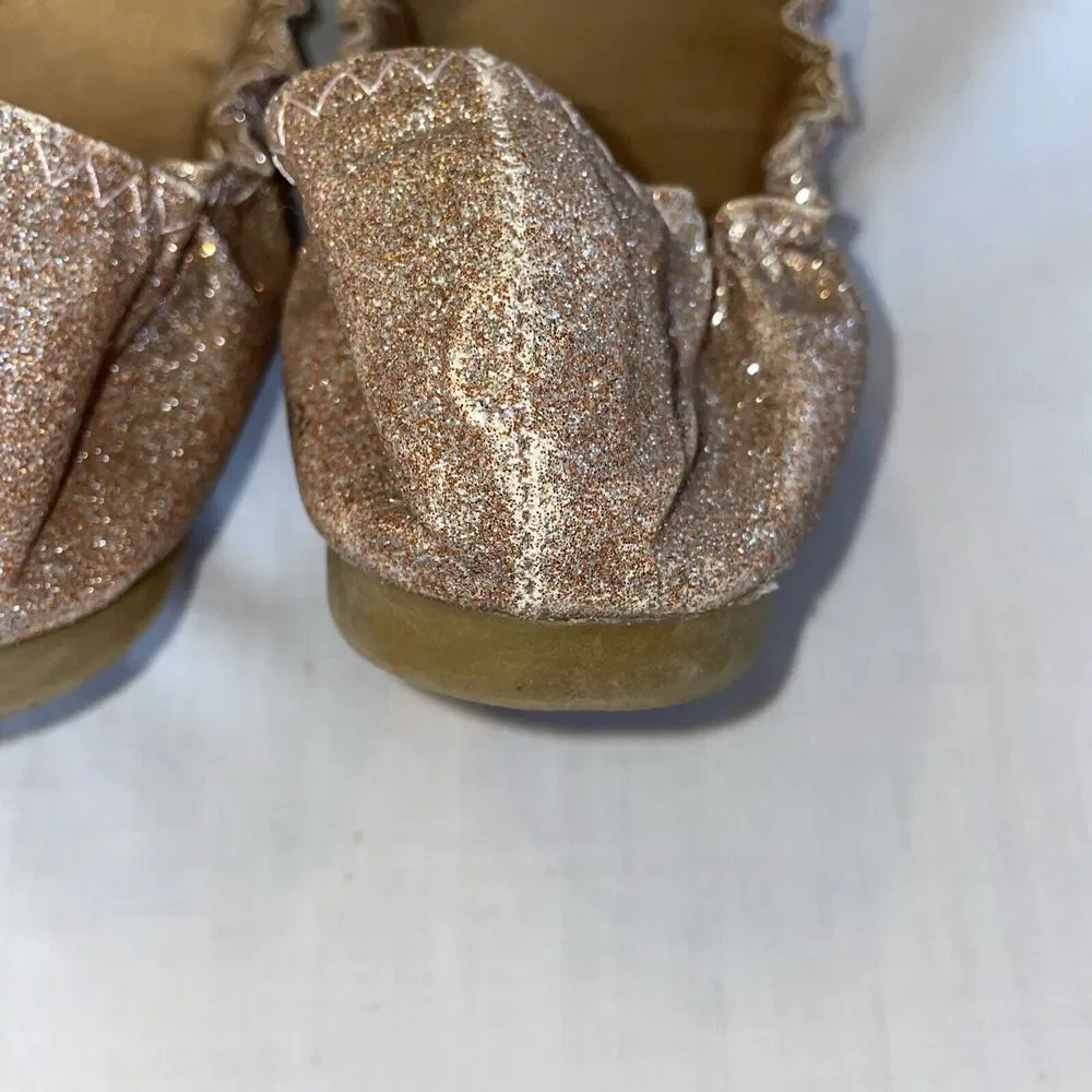 New York & Co. Ballet Slippers Womens Size 9 Medium Pink Glitter Bow Toe Slip On